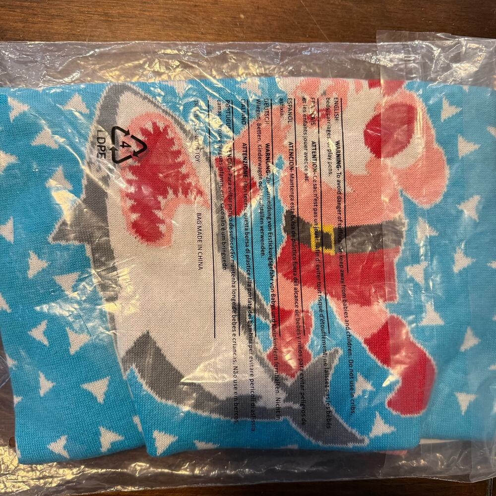 Boxing Santa and Shark Dog Christmas Sweater Size L